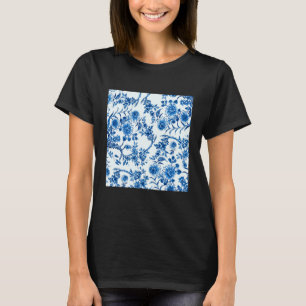 Vintage Aquarellfarben Blume Blue Willow T-Shirt