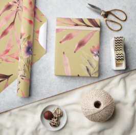Vintage Aquarellfarben-Blume und Blätter Geschenkpapier