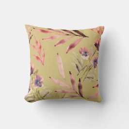 Vintage Aquarellfarben-Blume und Blätter Kissen