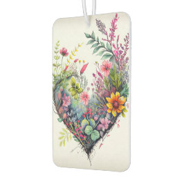 Vintage Aquarellfarben-Blume und Liebe des Herzens Autolufterfrischer