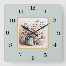 Vintage Aquarellfarben mit Angebot Quadratische Wanduhr