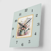 Vintage Aquarellfarben mit Angebot Quadratische Wanduhr (Winkel)
