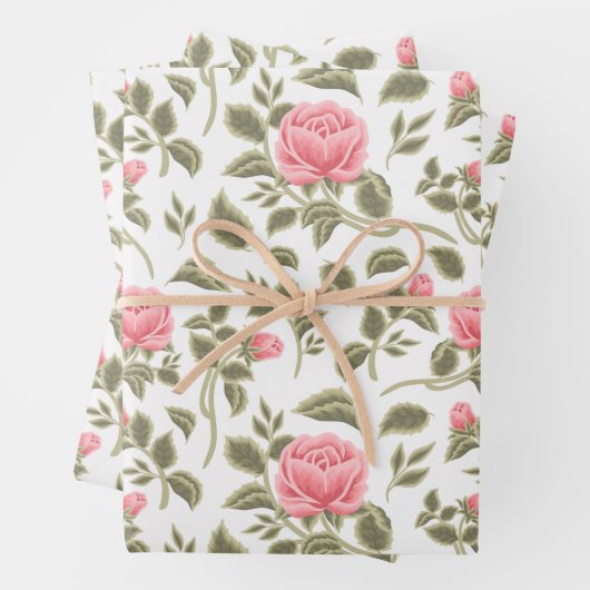 Vintage Aquarellfarben Pastellrosen Geschenkpapier Set (Beispiel)