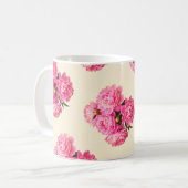 Vintage Aquarellfarben Rosa Peonys Kaffeetasse (Vorderseite Links)