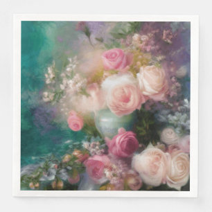 Vintage Aquarellfarben-Rose in allen Farben Serviette