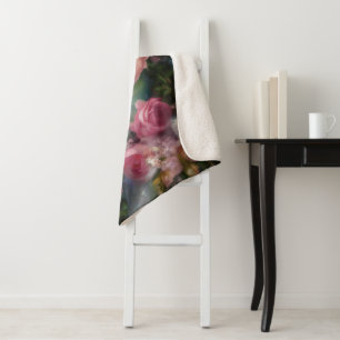 Vintage Aquarellfarben-Rose in allen Farben Sherpadecke