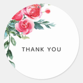 Vintage Aquarellfarben Rustikale Mohnblüten Blätte Runder Aufkleber