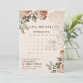 Vintage Aquarellfärbung bohrostig Terrakotta Rose Save The Date (Stehend Vorderseite)