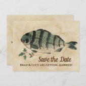 Vintage Aquarellfische Save the Date Postkarte (Vorne/Hinten)
