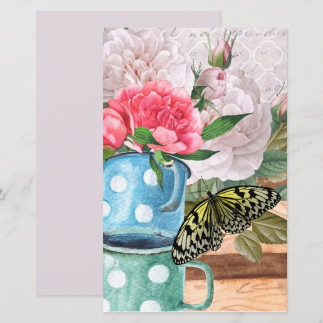 Vintage Aquarellgartendecoupage Scrapbook Papa (Vorne/Hinten)