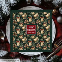 Vintage Aquarellgold Weihnachtsglocken Servietten