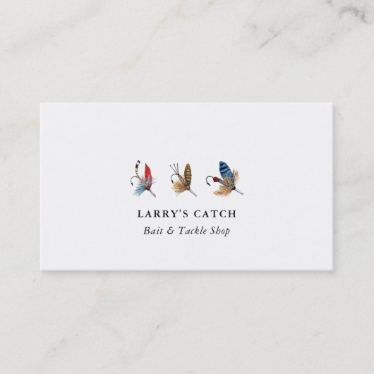 Vintage Aquarellhaken Angeln Visitenkarte (Vorderseite)