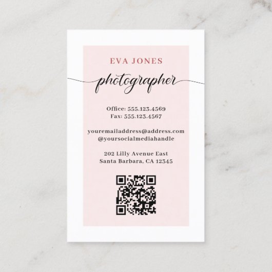 Vintage Aquarellkamera und Blume Fotografie Visitenkarte (Rückseite)