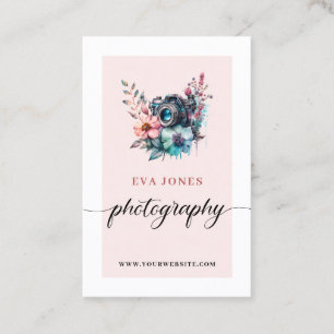 Vintage Aquarellkamera und Blume Fotografie Visitenkarte
