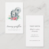 Vintage Aquarellkamera und Blume Visitenkarte (Vorne/Hinten)