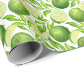 Vintage Aquarelllien und Grünmuster Geschenkpapier (Rolleneckpunkt)