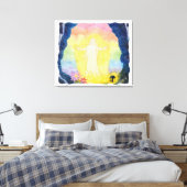 Vintage Aquarellmalengel und Regenbogen Leinwanddruck (Insitu (Schlafzimmer))