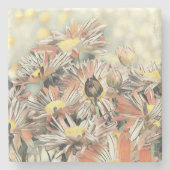 Vintage Aquarellmalerei Gelborange Blume Steinuntersetzer (Vorderseite)