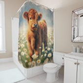 Vintage Aquarellmalerei im Hochland Duschvorhang (Beispiel)