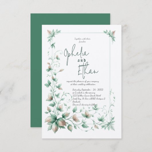 Vintage Aquarellmühle Hochzeit Einladung (Vorne/Hinten)