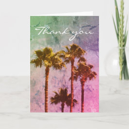Vintage Aquarellpalmen Bäume farbenfroh Vielen Dan Karte