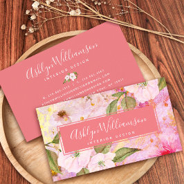 Vintage Aquarellschrift, pfirsichfarbenes Gold Visitenkarte