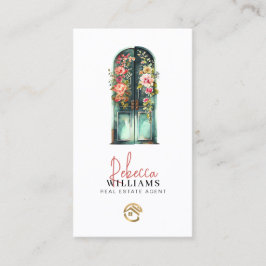 Vintage Aquarelltür Echter Anwesen Agent Visitenkarte