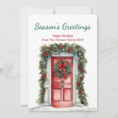 Vintage Aquarelltür Weihnachtsfeiertage Saisons Gr Feiertagskarte (Vorderseite)