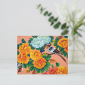 Vintage Aquarellvögel Postkarte (Stehend Vorderseite)