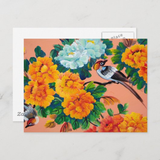 Vintage Aquarellvögel Postkarte (Vorne/Hinten)