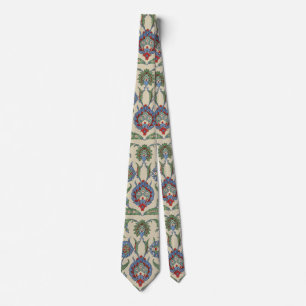 Vintage Arabisch Blau Rotes Geometrisches Florales Krawatte