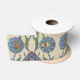Vintage Arabisch Blau Rotes Geometrisches Florales Satinband