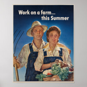Vintage-Arbeit auf einem Bauernhofposter Poster