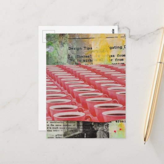Vintage arbeitender Mann und Kaffee-Collage Postkarte (Vorderseite/Rückseite Beispiel)