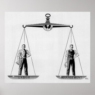 Vintage Arbeitskampf vs. Management, Waage der Ger Poster