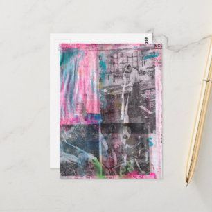 Vintage-Arbeitsmänner Schwarz Weiß Pink Blau  Postkarte