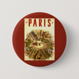 Vintage Arc de Triomphe, Paris, Frankreich Reise K Button