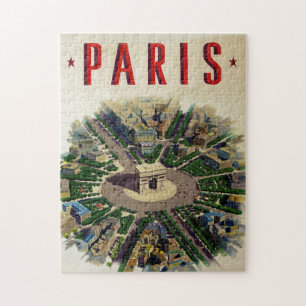 Vintage Arc de Triomphe Paris Illustration Puzzle
