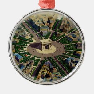 Vintage Arc de Triomphe Paris Ornament Aus Metall