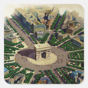Vintage Arc de Triomphe Paris Quadratischer Aufkleber
