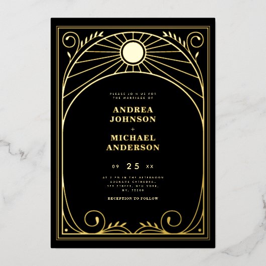 Vintage Arch Art Nouveau Antique Folieneinladung (Vorderseite)