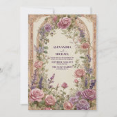 Vintage Arch Lila Rosa Rosen Blumenhochzeit Einladung (Vorderseite)