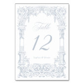 Vintage Arch Vines Frame Dusty Blue Wedding Tischnummer (Vorderseite)