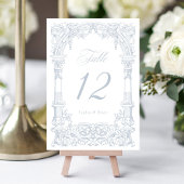 Vintage Arch Vines Frame Dusty Blue Wedding Tischnummer