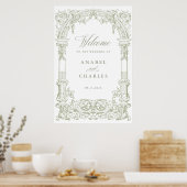 Vintage Arch Vines Frame Wedding Willkommen Poster (Küche)