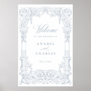 Vintage Arch Vines Frame Wedding Willkommen Poster