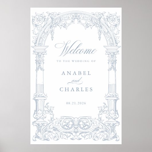 Vintage Arch Vines Frame Wedding Willkommen Poster (Vorne)