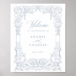 Vintage Arch Vines Frame Wedding Willkommen Poster