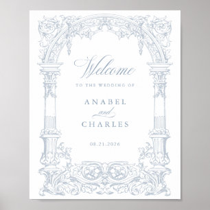 Vintage Arch Vines Frame Wedding Willkommen Poster