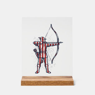 Vintage Archer Amerikanische Flagge Bogenschieß-Ja Acrylschild